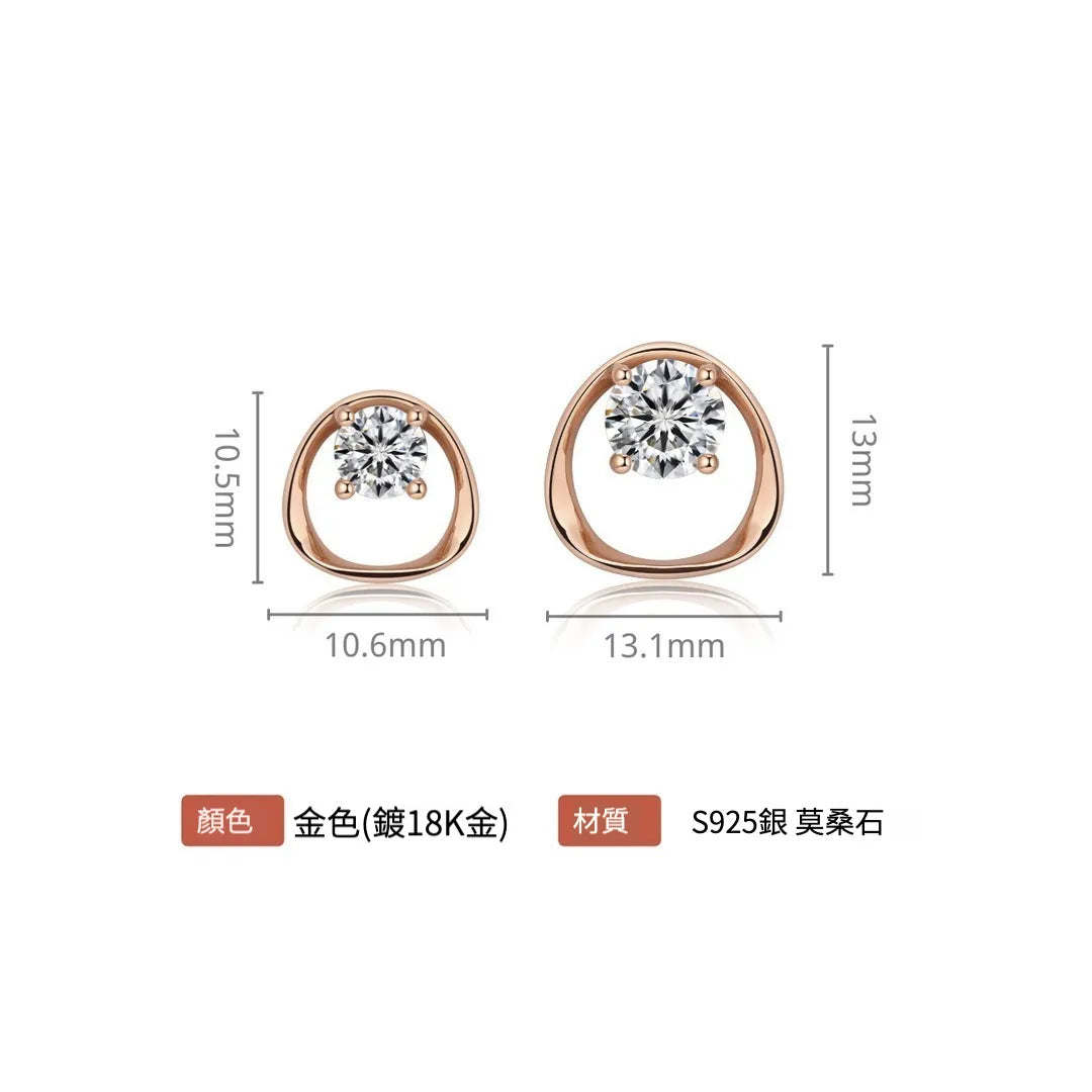TWLE 925銀莫桑鑽豌豆耳釘