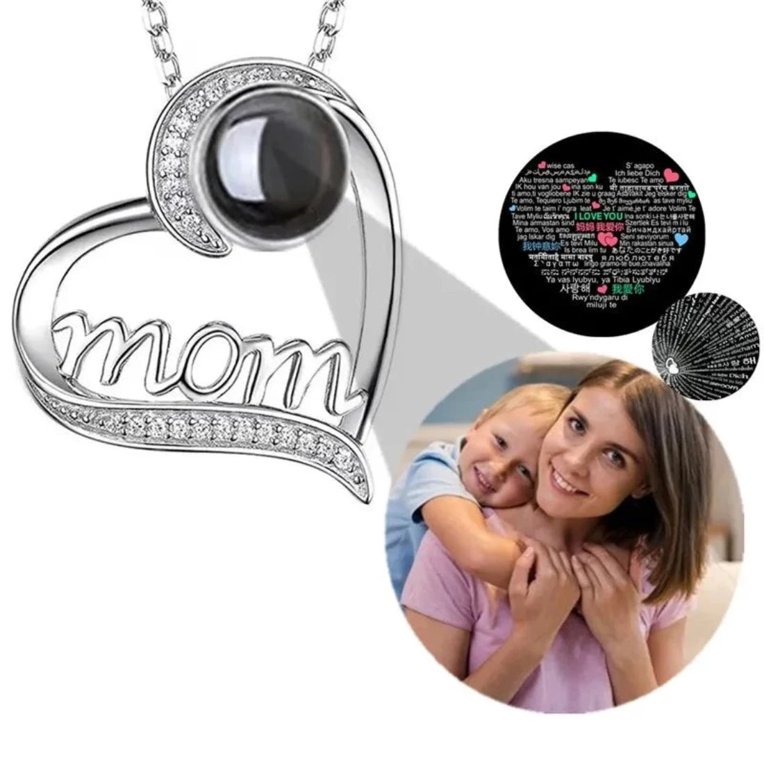 Custom Heart Photo Necklace for Moms