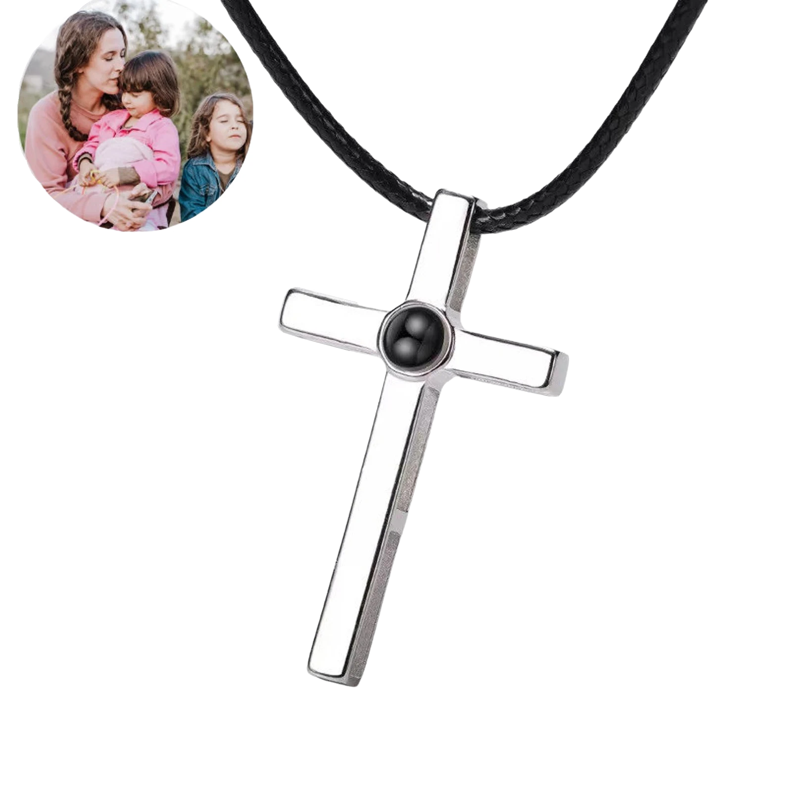 Custom Photo Projection Cross Necklace