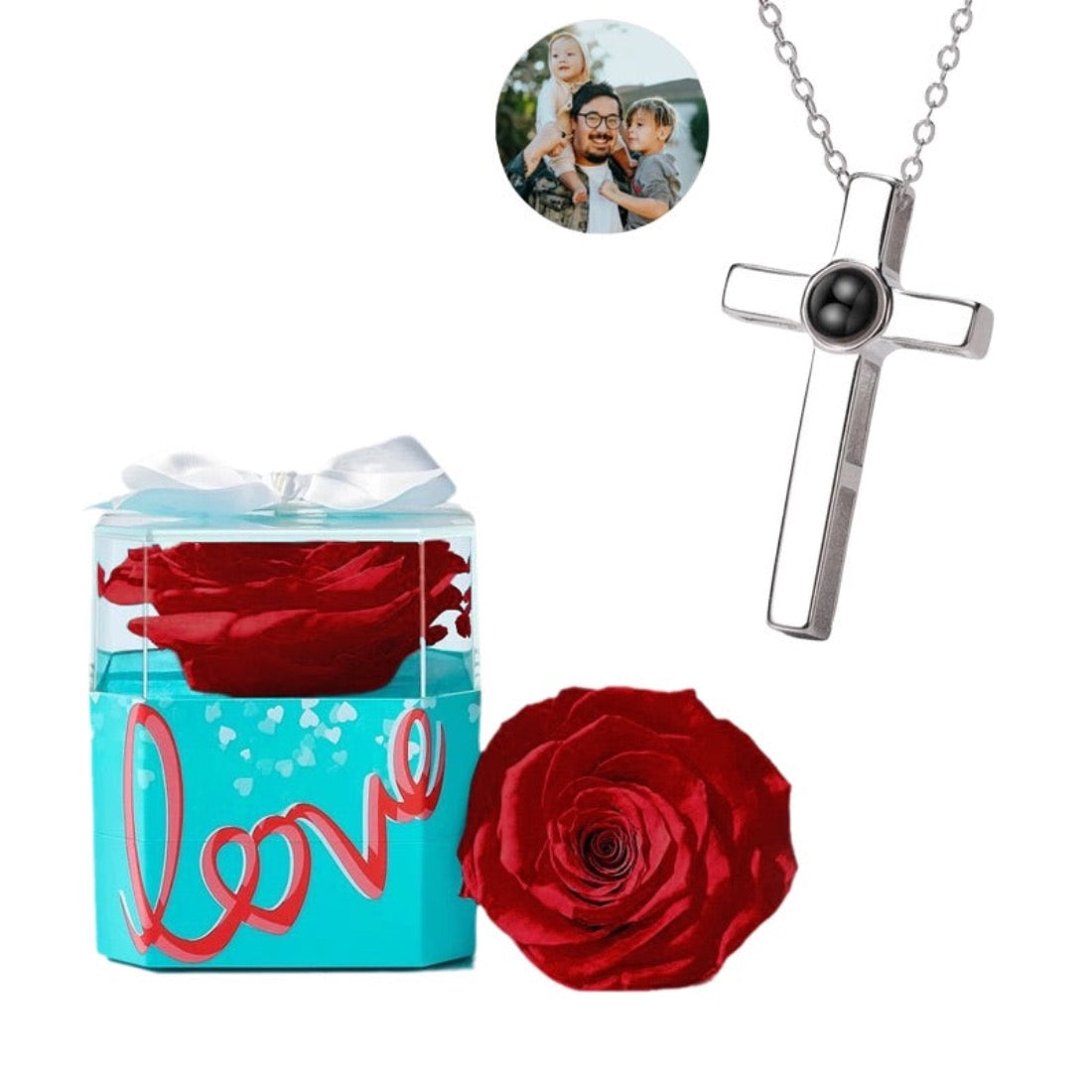 Custom Photo Projection Cross Necklace