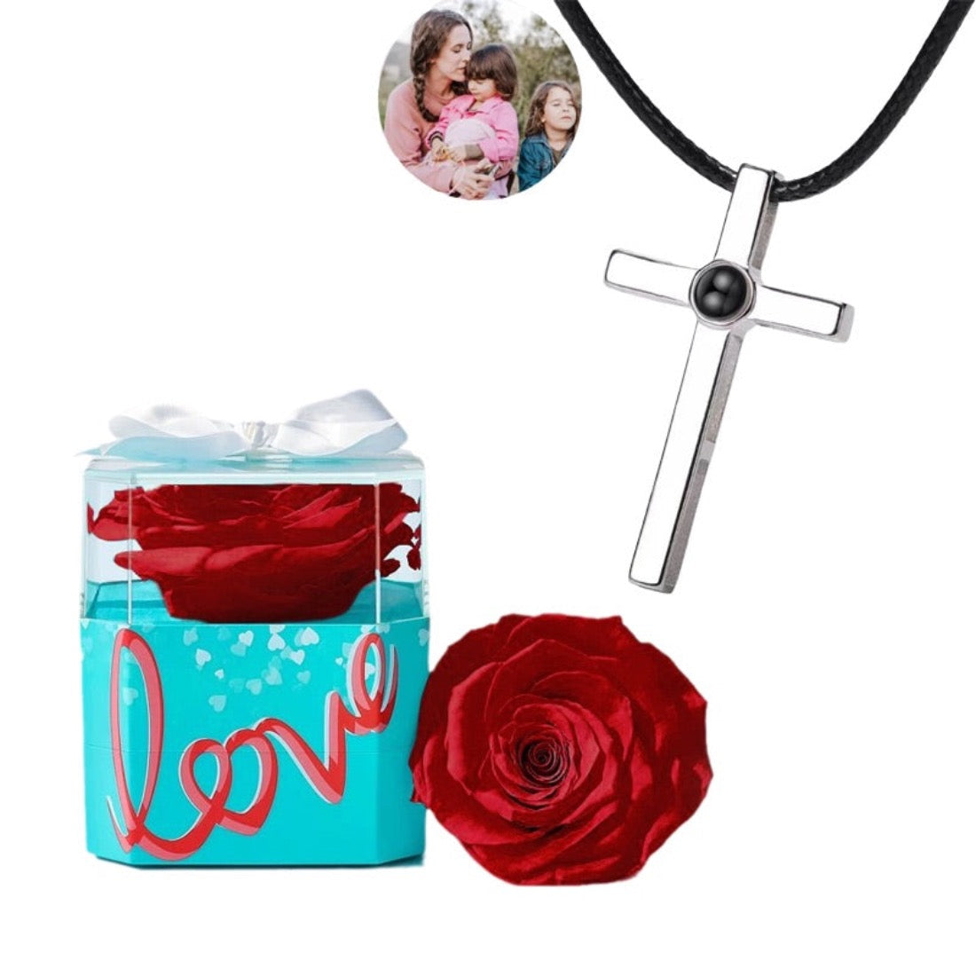 Custom Photo Projection Cross Necklace