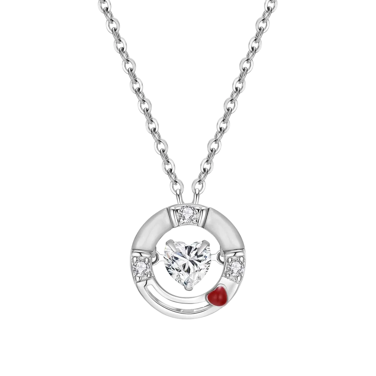 Christmas Floating Heart Pendant Necklace Sterling Silver