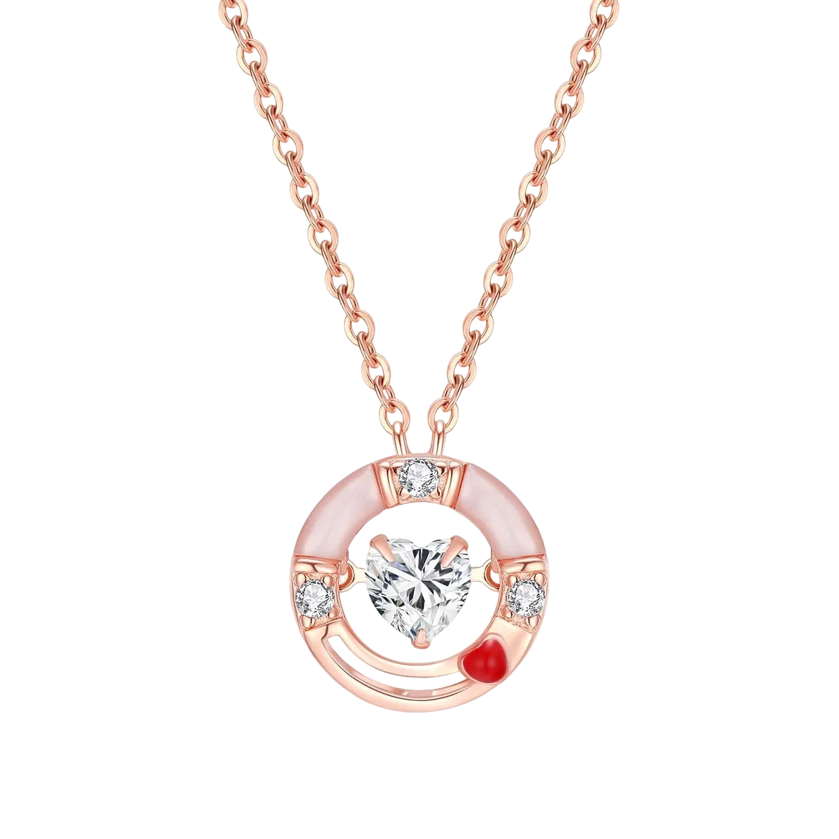 Christmas Floating Heart Pendant Necklace Sterling Silver