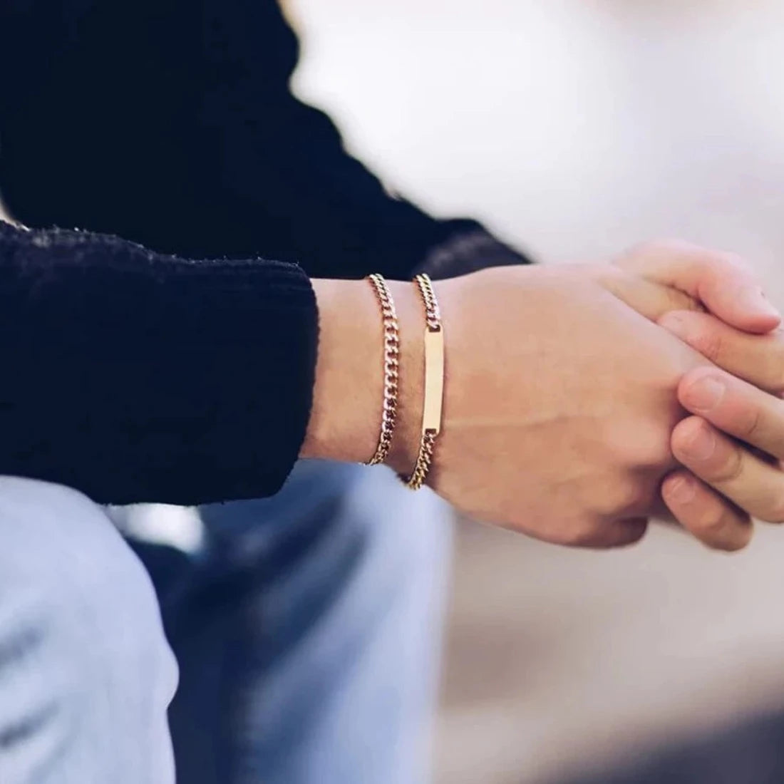 Personalized Men Engraved Titanium Bracelet