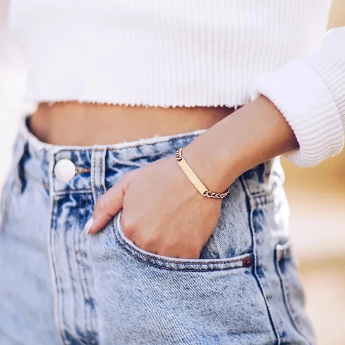 Personalized Women Engraved Titanium Bracelet