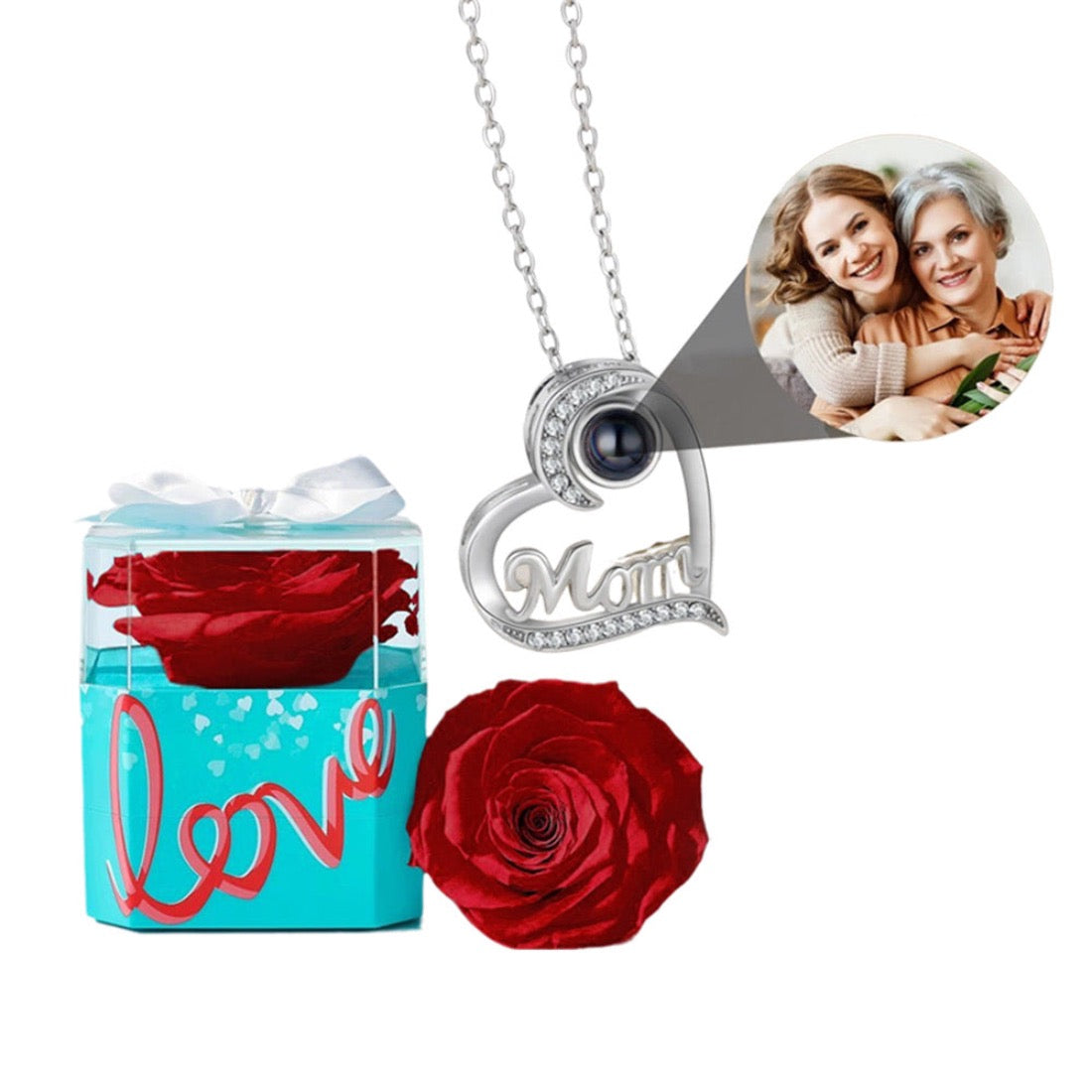 Custom Heart Photo Necklace for Moms