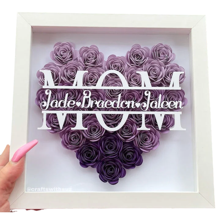 Personalized 3D Rose Heart Shadow Box Frame
