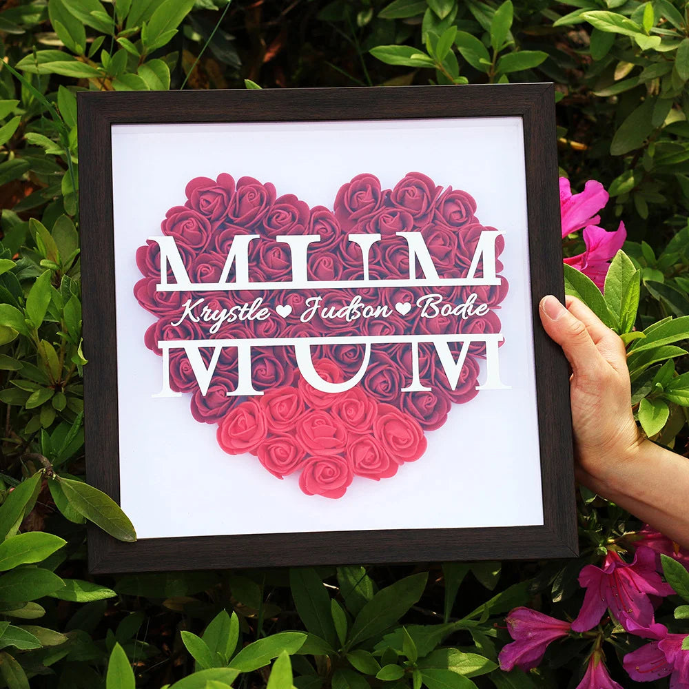 Personalized 3D Rose Heart Shadow Box Frame