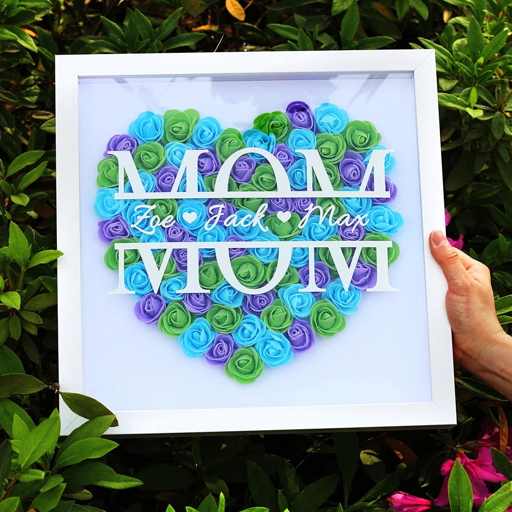 Personalized 3D Rose Heart Shadow Box Frame