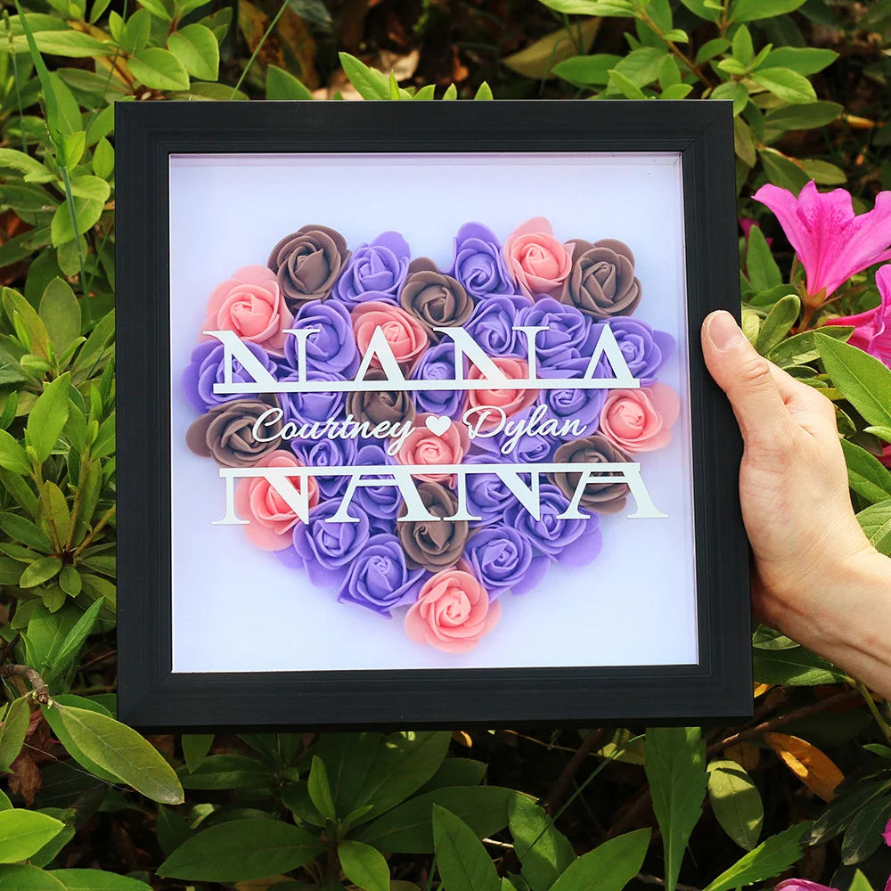 Personalized 3D Rose Heart Shadow Box Frame