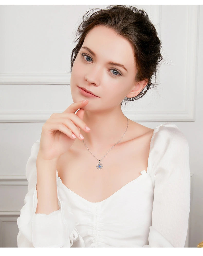 Floating Diamond Solitaire Style Necklace Sterling Silver