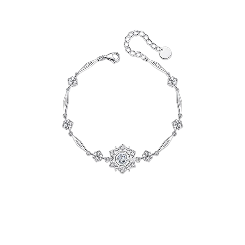 Snowflake Bracelet Floating Diamond Sterling Silver