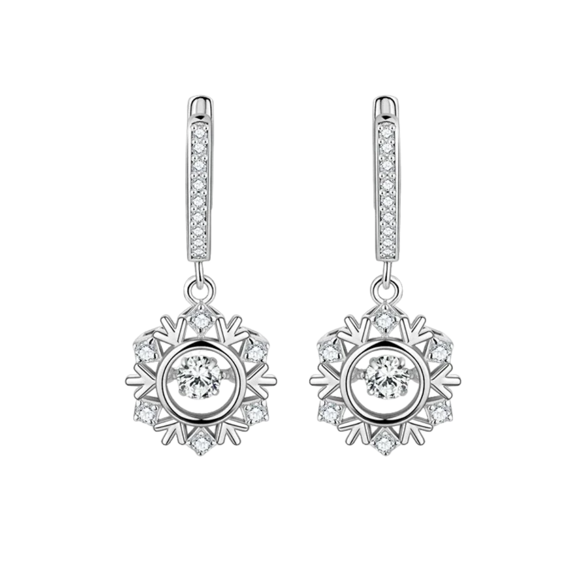 Christmas Snowflake Earrings Sterling Silver