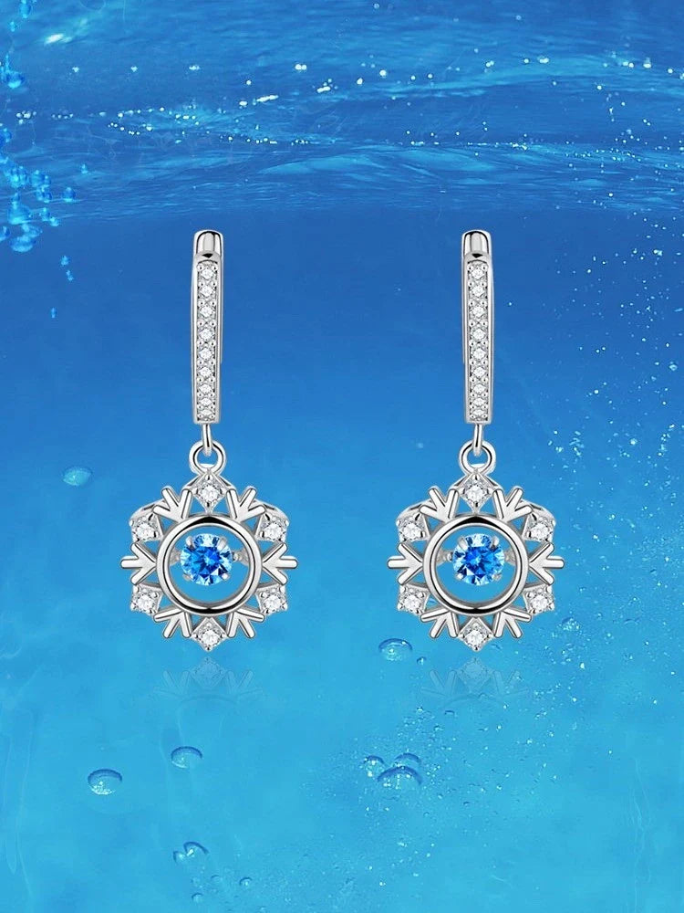 Christmas Snowflake Earrings Sterling Silver