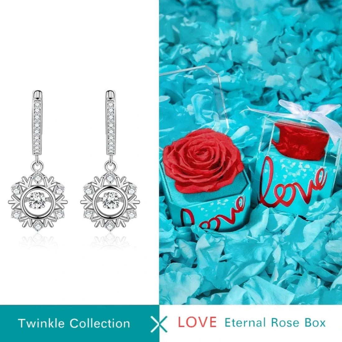 Christmas Snowflake Earrings Sterling Silver