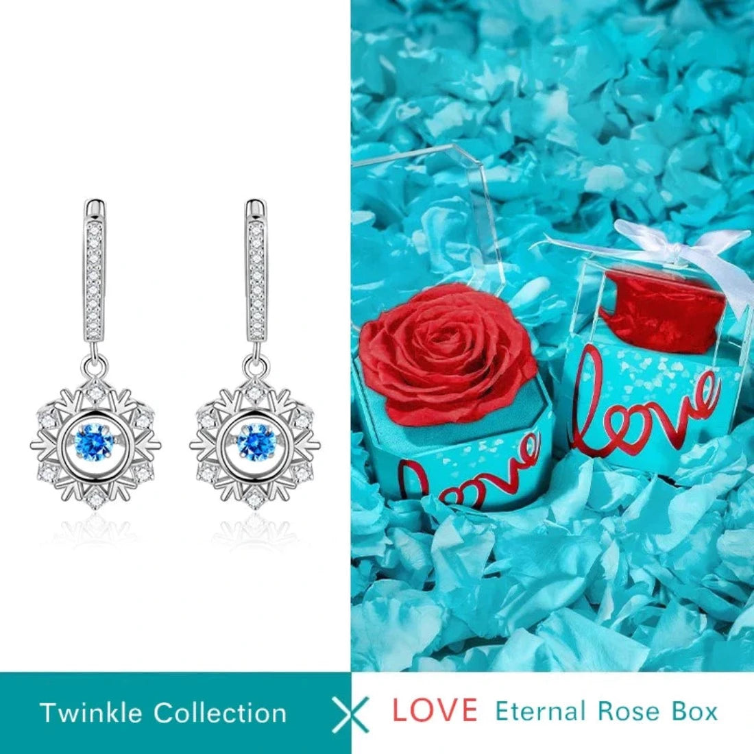 Christmas Snowflake Earrings Sterling Silver