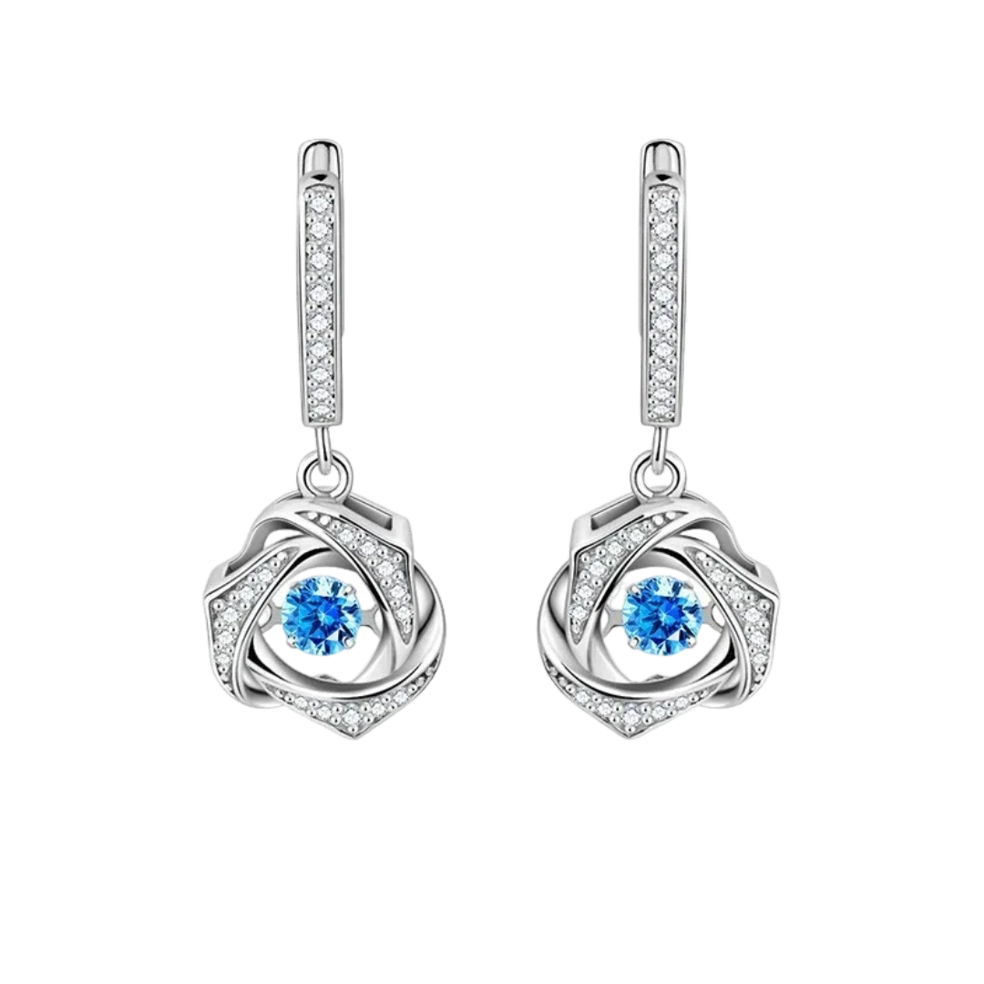 Christmas Dangling Earrings Dancing Stone Sterling Silver