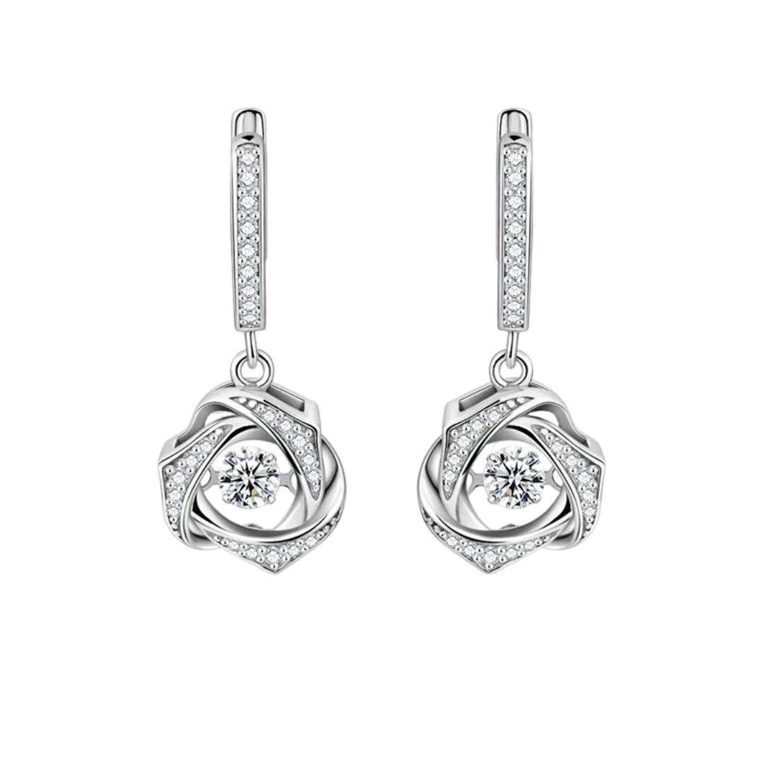 Christmas Dangling Earrings Dancing Stone Sterling Silver