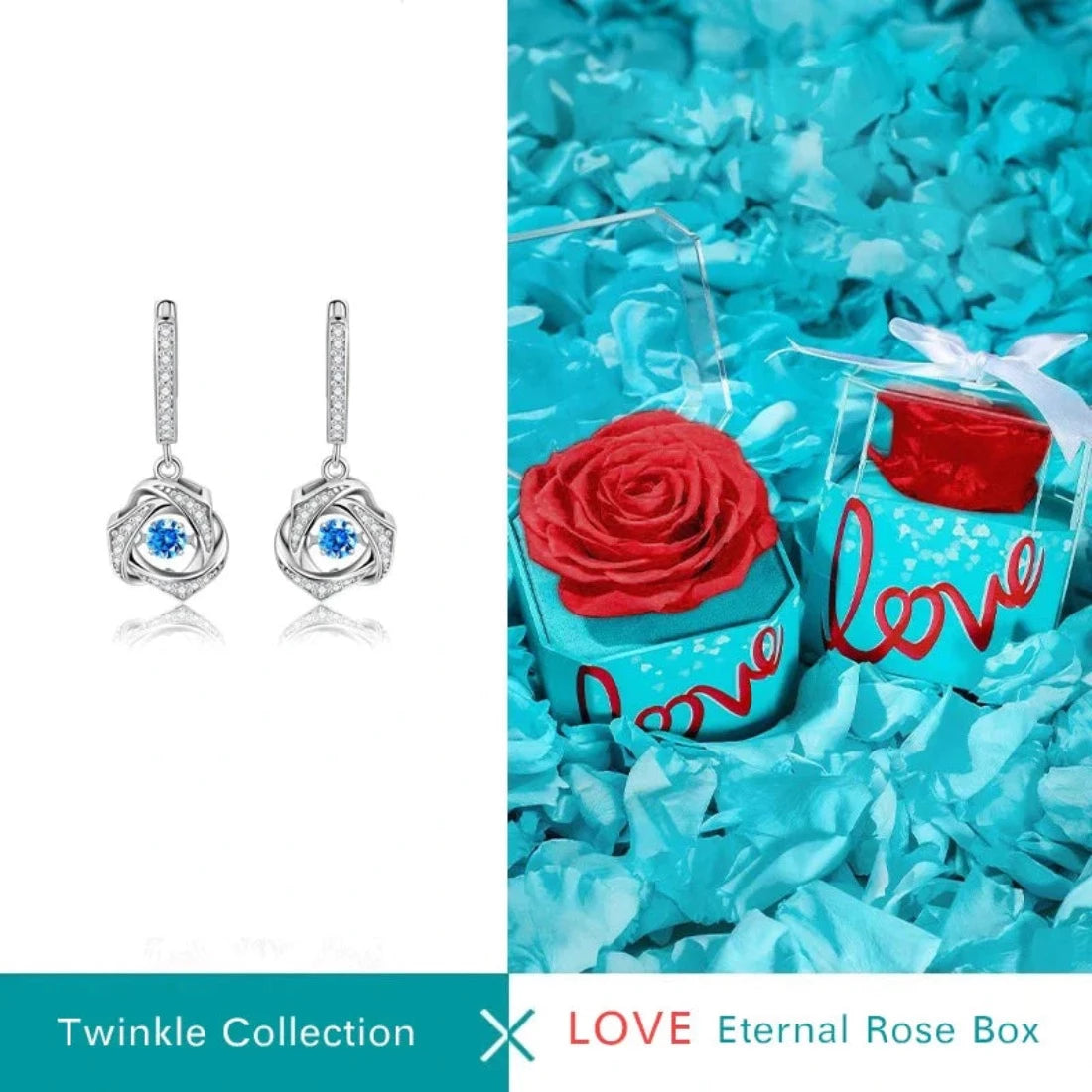Christmas Dangling Earrings Dancing Stone Sterling Silver