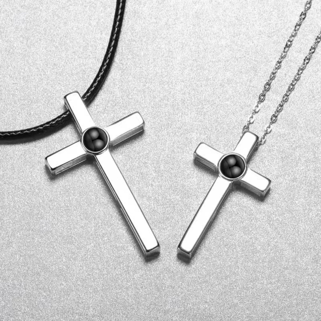 Custom Photo Projection Cross Necklace