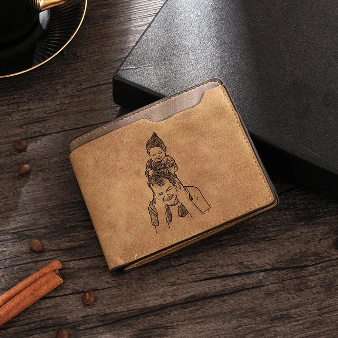 Engraved Leather Wallet for Men