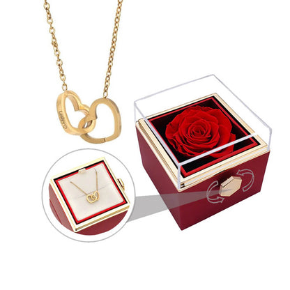 Engraved Heart Sterling Silver Necklace &amp; Eternal Rose Box
