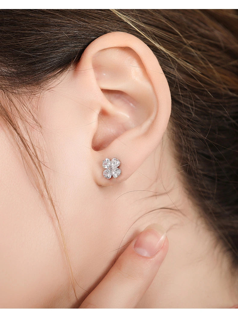 Personalized Four-Leaf Clover Stud Earrings