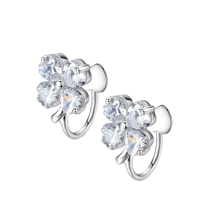 Lucky Clover Clip-on Earrings Sterling Silver