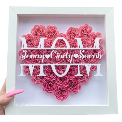 Personalized 3D Rose Heart Shadow Box Frame