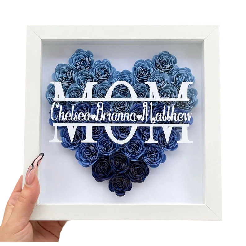 Personalized 3D Rose Heart Shadow Box Frame