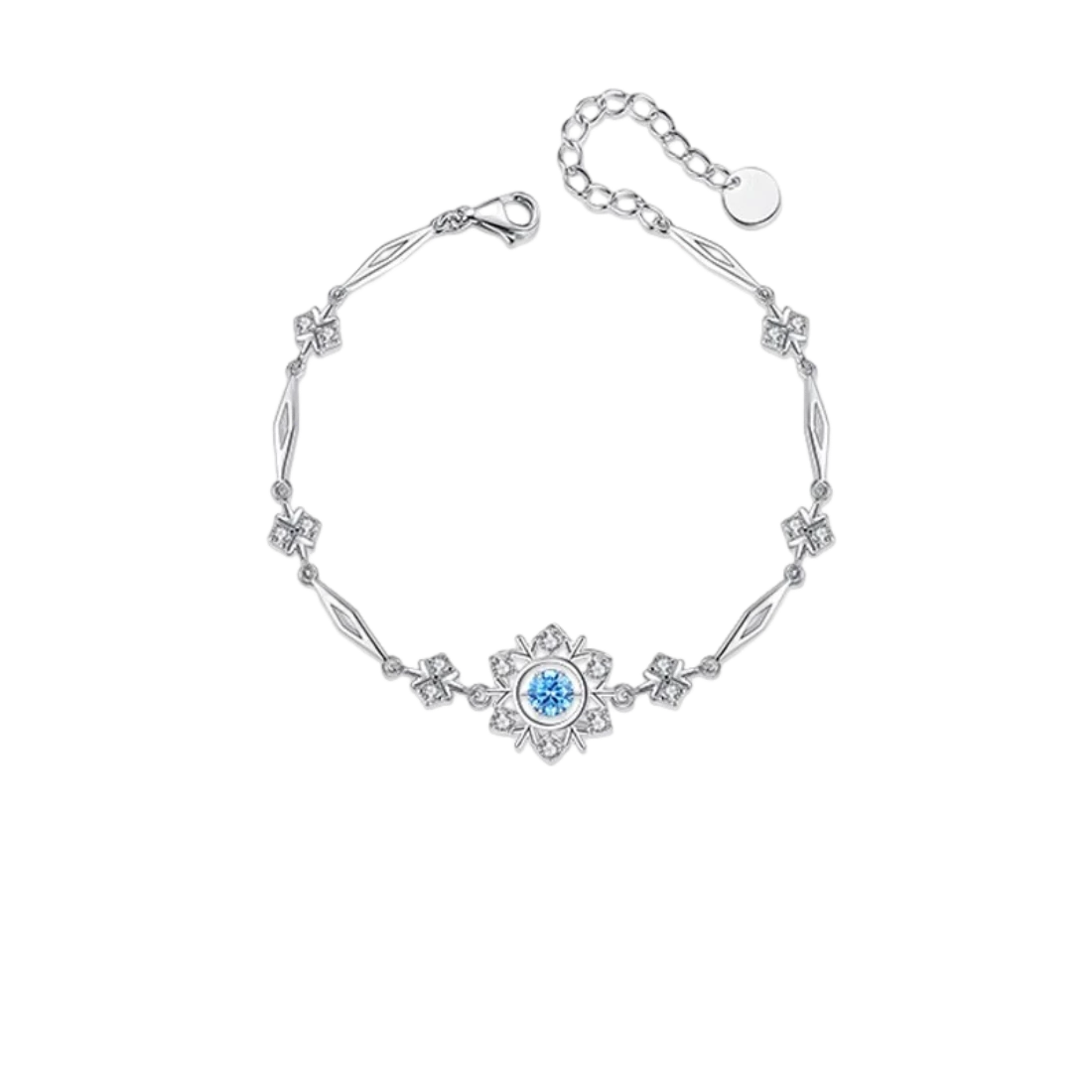 Snowflake Bracelet Floating Diamond Sterling Silver