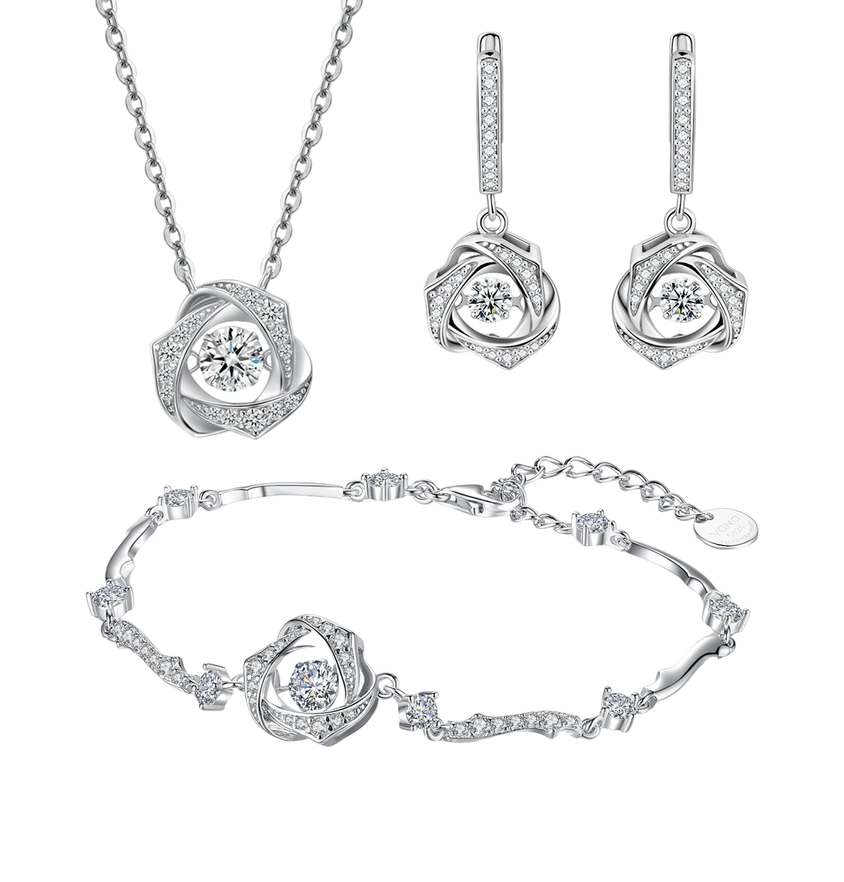 Floating Diamond Solitaire Style Necklace Sterling Silver