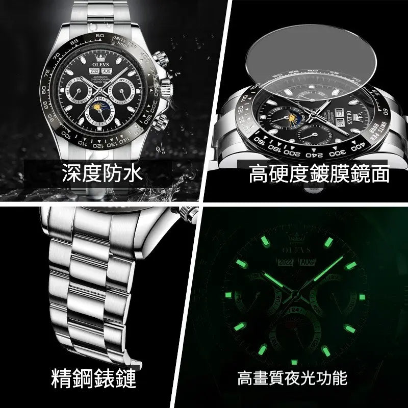 機械錶男 月相熊貓設計